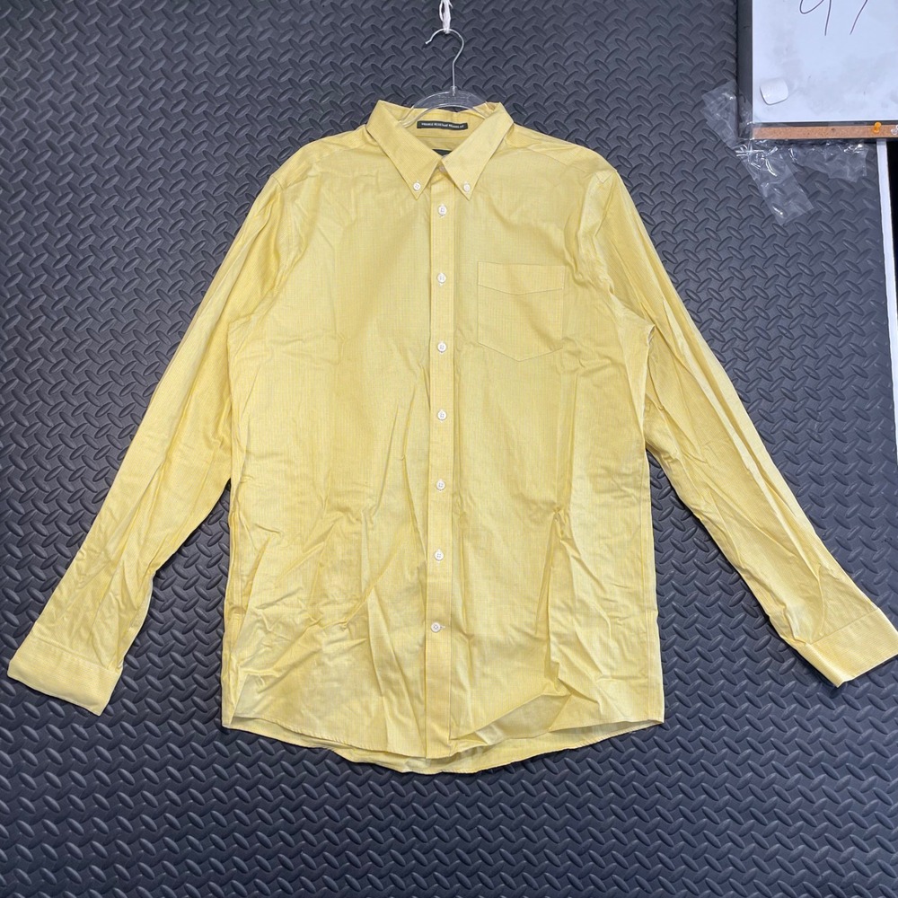 Eddie Bauer Wrinkle Resistant Relaxed Fit Yellow Checkered Button Up Shirt Sz TL